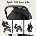 thumbnail image 6 of Portable Lightweight Baby Stroller for Travel, Toddler Stroller with Adjustable Backrest & Armrest, 6.6 lbs Storge Basket, Compact One-Handed Fold, Black, 6 of 7