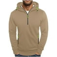 thumbnail image 6 of Ahabrexf Hooded Sweatshirt Men Men's Solid Color Long Sleeved Hooded Half Zip Multi Pocket Pullover Sweatshirt Top Half Zip Pullover Men Half Zip Pullover Men, 6 of 7