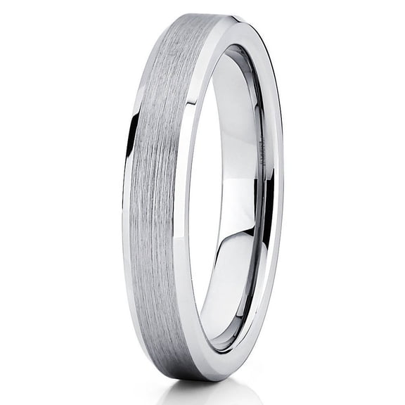 4mm Tungsten Ring Silver Gray Tungsten Wedding Band Brushed Tungsten Carbide Ring Ladies Women Classic Band 11