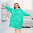 thumbnail image 5 of Green Abstract Geometric ﻿Wearable Blankets Hoodie Oversize Sherpa Wearable Soft Blanket Warm Cozy 3-14 Age, 5 of 7