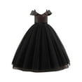 thumbnail image 2 of MKOSPLRT Girls' Sparkle Tulle Dress Cold Shoulder Sleeveless V-Neck Party Gown with Sequins for Pageant Recital 5-14Y, 2 of 9