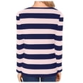 thumbnail image 3 of Womens Tops Trendy Long Sleeve Crew Neck Shirts Fashion Casual Striped Blouses Cute Fall Loose Comfy Tshirts Fashion Fall Winter Casual Tops Ladies Going Out Shirts, 3 of 4