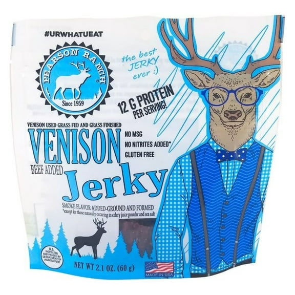 Pearson Ranch Jerky VJ2-C Venison Jerky Character Bag Beef Smoke Flavor 2.1 oz., Pack of 1