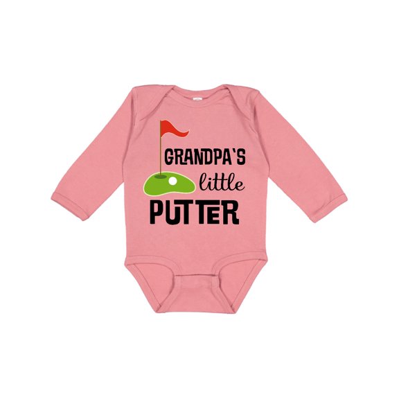 Inktastic Golfing Grandpa Little Putter Boys or Girls Long Sleeve Baby Bodysuit