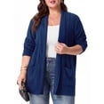thumbnail image 6 of Cueply Women's Plus Size Open Front Cardigan Long Sleeve Ribbed Knit Lightweight Sweater Casual Outerwear with Pockets 1X-4X, 6 of 7