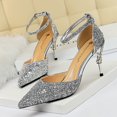 thumbnail image 3 of Sandalias de tacón alto de metal con agujeros para mujer, zapatos de lujo para novia, estilo discoteca, sexys, a la moda, para boda, 3 of 5