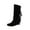 Black, variant on Fesfesfes Western Boots Women Fringed Round Toe Warm Fall Winter High Long Low Heel Retro Women's US:6.5(38)