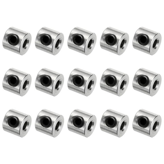 15 Pack Set Screw Collars 3mm Bore Shaft Collars, 8mm OD, 7mm Width, Drill Stop Collar, Stainless Steel