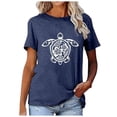 thumbnail image 1 of LUOGENLI T-shirts pour Femmes, T-shirts Décontractés avec Impression de Tortues de Mer, Col Rond, Manches Courtes, T-shirts Graphiques pour Femmes, Bleu Saint-Patrick L, 1 of 4