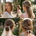 thumbnail image 6 of Miallo Delicate Sparkly Crystals Gold Hair Vine with Ribbon, Elegant Pearl Wedding Hair Accessories for Bridal and Bridesmaids, Gift for Anniversary and Party, 6 of 7
