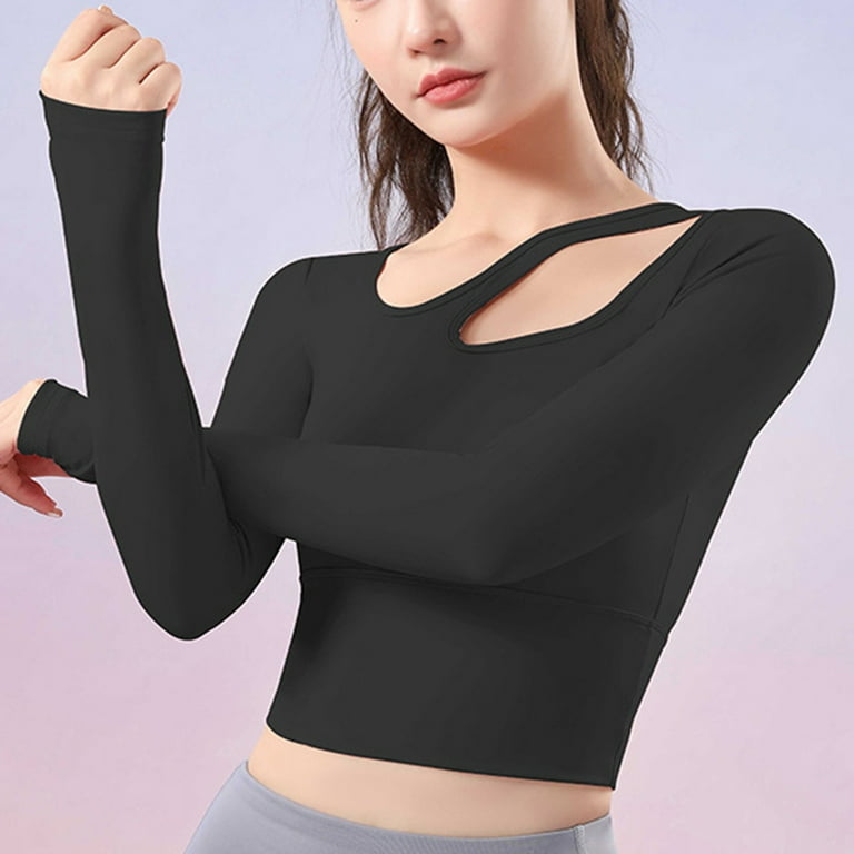 ZHENWEI Women's Cropped Athletic Jackets Half Zip Tight Workout Tops for Women  Long Sleeve Black Medium