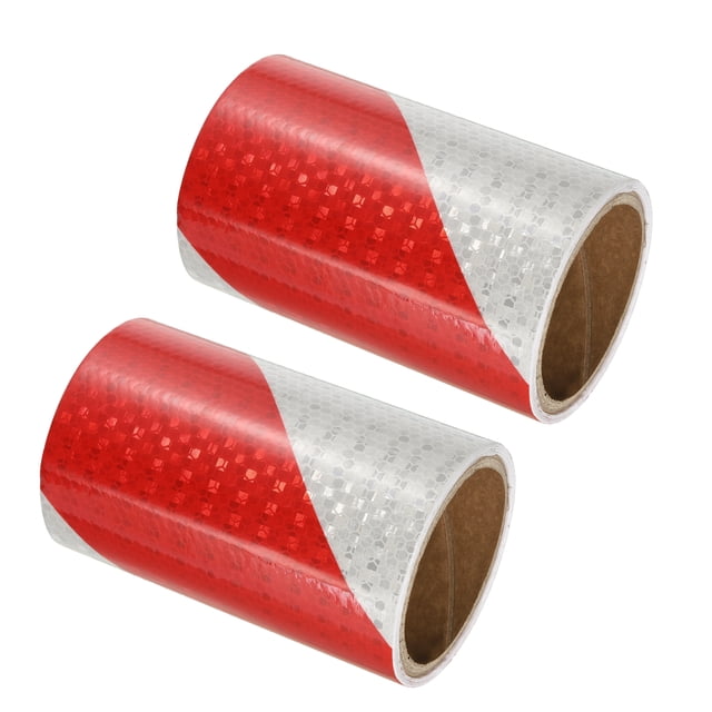 Unique Bargains Ruban Réfléchissant, 2 Rouleaux 6 Pouces x 10 Pieds Ruban Adhésif Étanche pour Remorques, Rouge Blanc