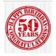 thumbnail image 3 of Ambesonne 50th Birthday Shower Curtain, Grunge Birthday, 69"Wx84"L, Vermilion White, 3 of 3