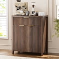 thumbnail image 6 of Aufeile Set of 3 Sideboard Buffet Cabinet with Storage, Modern Modular Fluted Accent Cabinet with 3 Drawers & Adjustable Shelves for Dining Room Living Room, Walnut, 6 of 9