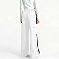 thumbnail image 4 of Moxiu Girls Wide Leg Side Stripe Cargo Sweatpants Kids Baggy Track Pants Drawstring Workout Athletic Pants with Pockets White,11-12 Years, 4 of 7