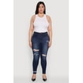 thumbnail image 2 of Womens Plus Size WAX Distressed High Waisted Skinny Leg Jeans, 2 of 5