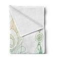thumbnail image 2 of Peacock Soft Flannel Fleece Throw Blanket, Aesthetic First Nations Feather and Peacock Tail Traditional Design Print, Cozy Plush for Indoor and Outdoor Use, 50" x 70", Mint Green Yellow, by Ambesonne, 2 of 5