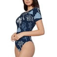 thumbnail image 2 of Balery Hawaii Palms Women's Short Sleevee Crew Neck Bodysuit Tops Short Sleeve Tops Basic-, 2 of 9