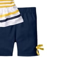 thumbnail image 5 of Conjuntos de blusas y camisas de cuello redondo y manga corta para niños, top con estampado a rayas y cuello redondo con mangas voladoras y pantalones cortos de capa base de color liso, conjunto infor, 5 of 5