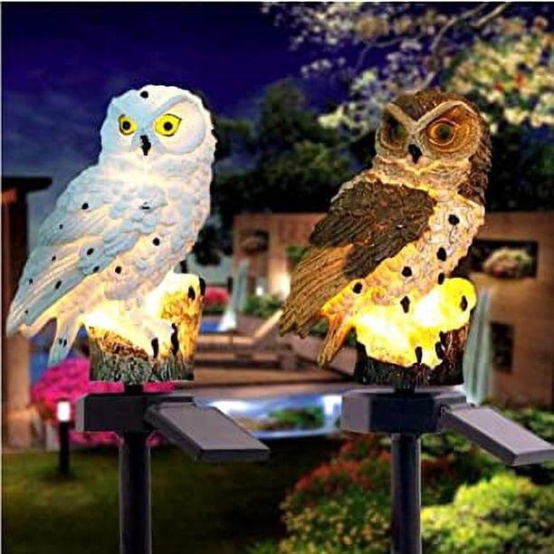 Adornos de jardín para exteriores con forma de búho, luz LED solar para jardín, lámpara de césped con forma de búho, luces LED solares impermeables para exteriores, lámparas solares creativas para jar