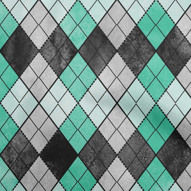 oneOone Velvet Sea Green Fabric Argyle Sewing Craft Projects Fabric Prints By Yard 58 Inch Wide