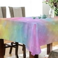 thumbnail image 3 of 60x60 Inch Tablecloth Polyester Square Tablecloth for Home Kitchen Dinner Decor Pastel Rainbow Tie-dye, 3 of 9