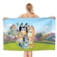 thumbnail image 1 of Bluey Toalla de playa de secado rápido con diseño temático, regalo para mujeres y niñas, ideal para cumpleaños, fans, amantes de la música, uso en la playa o al aire libre,78*160cm, 1 of 6
