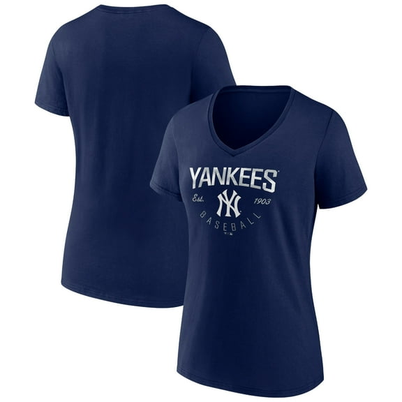 Women's Navy New York Yankees Live For It Team V-Neck T-Shirt