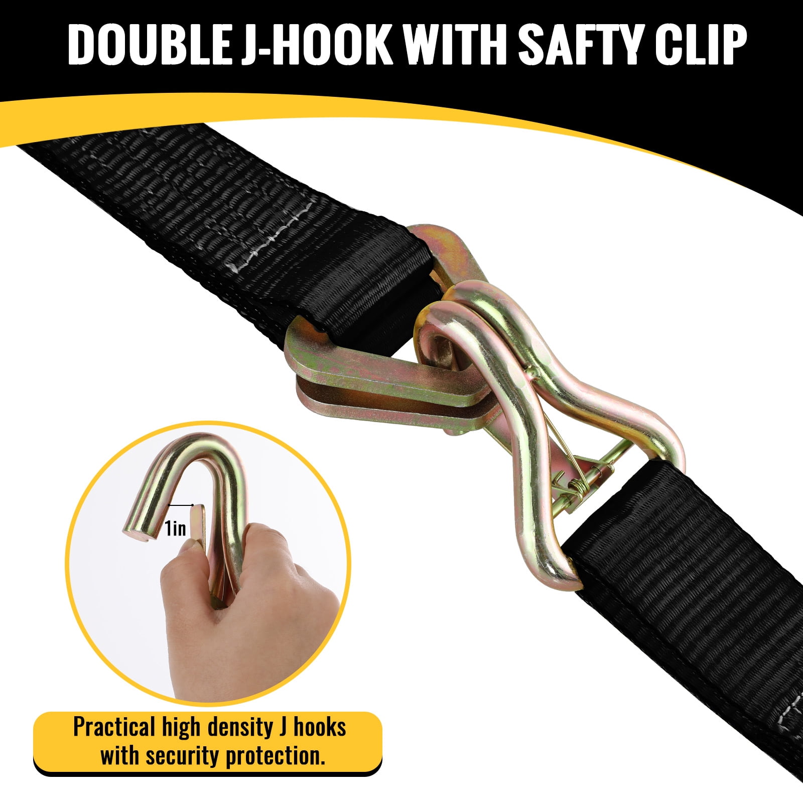 TLGREEN 4 Pack Wheel Straps + Axle Straps Kit for Trailers – 2” x 10’ Ratchet Straps with J Hooks & 36” Axle Straps, 10,000LB Break Strength, Non-Scratch Protection for Truck, SUV, ATV, UTV,Black