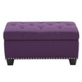thumbnail image 3 of Partner Furniture 35.5" Rectangle Fine Linen Tufted Storage Ottoman in Purple, 3 of 9