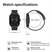 E EYAFA 3D Flexible High-Definition Curved 1.95 inch AMOLED Screen Bluetooth Call Sports Watch for Men and Women-Black