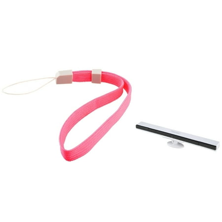 Insten Wireless Remote Sensor Bar+Pink Hand Wrist Strap For Nintendo Wii Controller