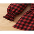 thumbnail image 3 of Girl Autumn Sets Plaid Boat Neck Long Sleeve Tops Bow Long Pants, 3 of 6