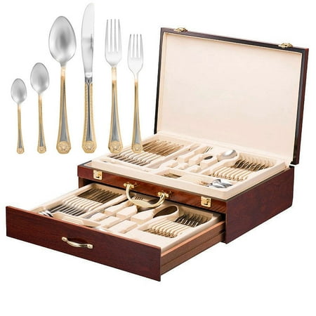 - Italian Collection 'Greek Key' 75-Pc Premium Silverware Flatware Serving Set