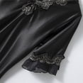 thumbnail image 3 of Defitshape Women's Lace Sleeping Night Shirts Summer Sleepwear Short Pajama Sleep Shirt Silk Nightgown Satin Night Gown Dresses Soft Lace Short Sleeve V Neck Nightshirt Black Medium, 3 of 5