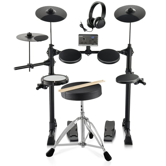 VEVOR Electric Drum Set, 15 Drum Kits & 150 Sounds Electronic Drum Kit, USB MIDI Supported 6.5 in Quiet Mesh Snare Electric Drum Set with 10 in Cymbals Drum Sticks & Headphone, for Beginners & Adults