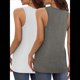 thumbnail image 3 of Paquete de 2 Camisetas Sin Mangas para Mujer, Blusas Informales Holgadas con Cuello en V para Vacaciones en la Playa. y Gris S, 3 of 6