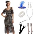 thumbnail image 3 of Vestido estilo flapper con escote en V, lentejuelas y borlas de cuentas para mujer, estilo art déco, estilo años 20, con escote en V y lentejuelas, 3 of 5