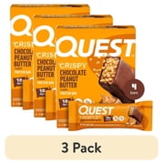 (3 pack) Quest Crispy Protein Bar, Chocolate Peanut Butter, 18g Protein, Gluten Free, 4 Count