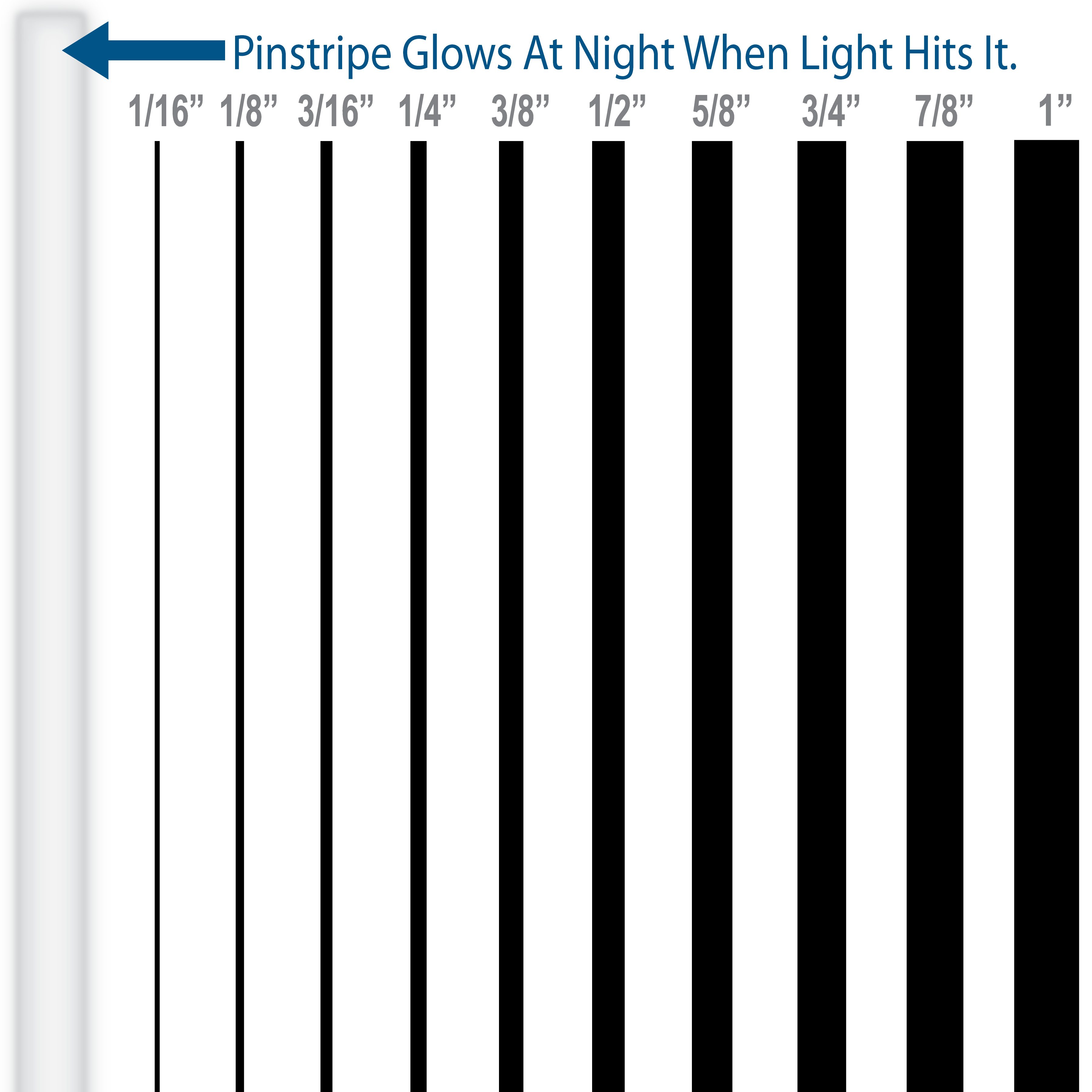 1/16" wide Reflective Pinstripes (Black) Custom Vinyl Pinstriping Tape