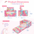 thumbnail image 4 of Toddler Couch, Toddler Chair Folding, Kids Couch 2 in 1 Kids Sofa Glow in The Dark Couch, Gifts Sleeper for Girls Boys - Pink Unicorn, 4 of 7