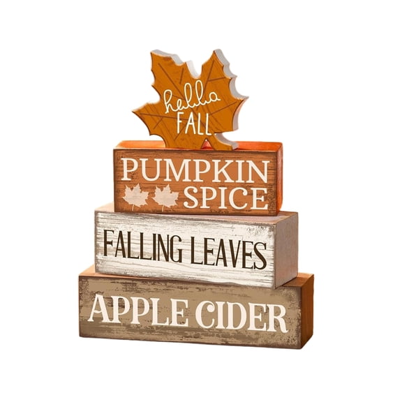 4 Pcs Fall Decor Wooden Maple Leaf Decoration, Farmhouse Fall Decor Set for Living Room Kitchen and Entryway Display