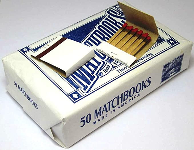 50 Plain Matchboxes with Matches in White Wooden Matches 