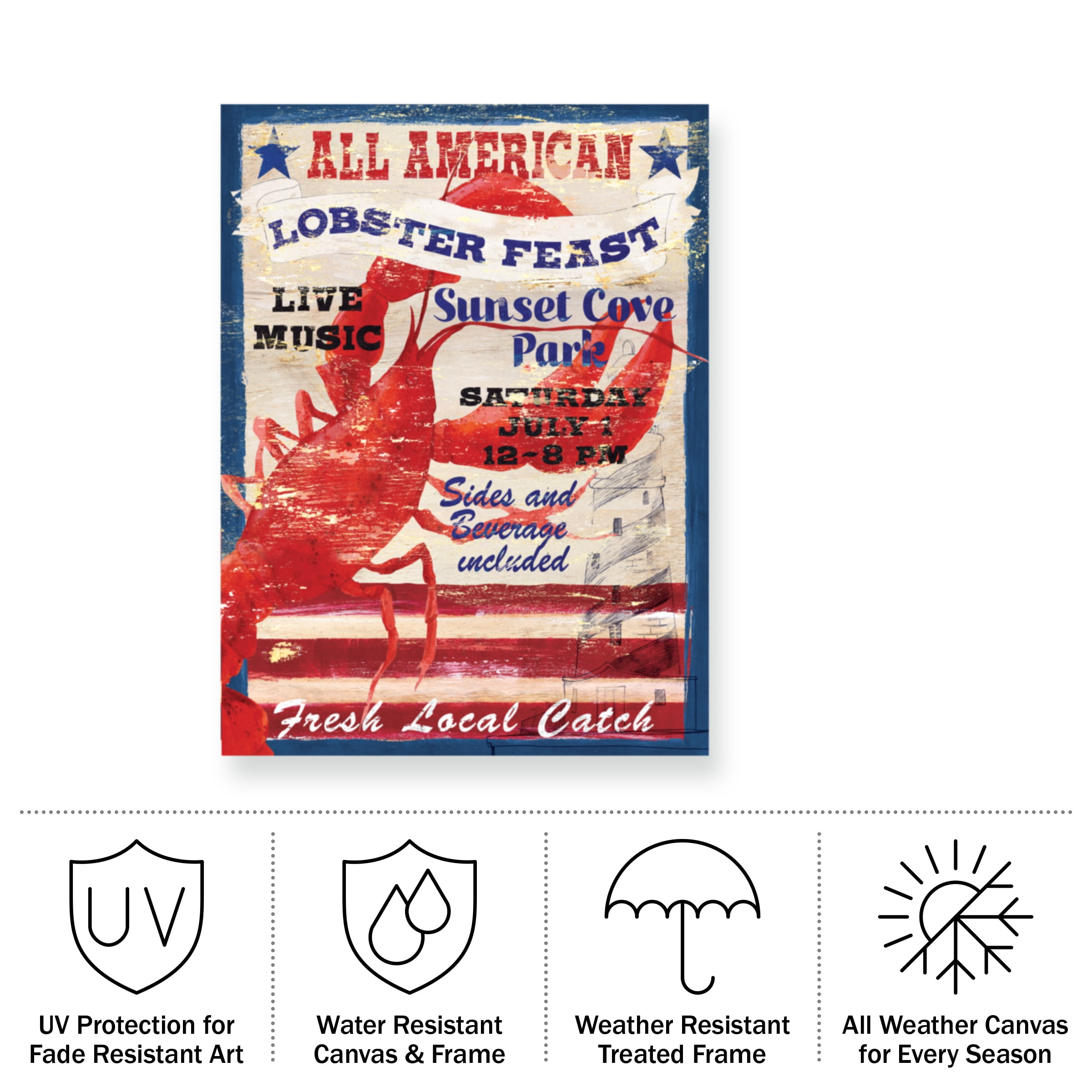 Fiona Stokes-Gilbert 'All American Lobster' Outdoor Canvas 19x14