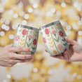 thumbnail image 2 of 12oz Stemless Wine Tumblers Pioneer Flower Vacuum Insulated Stainless Steel Travel Tumbler Cups Mug with Lid and Straw for Champaign,Cocktail,Beer with Cleaning Brush, 2 of 5
