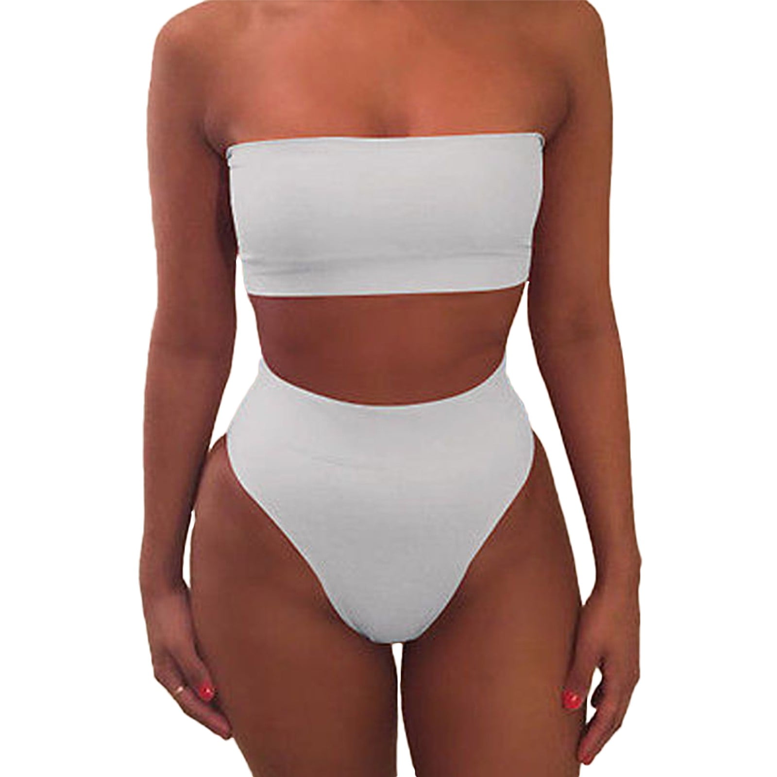 bandeau bikini sets high waisted