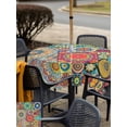 thumbnail image 4 of Outdoor Tablecloth with Umbrella Hole and Zipper, Colorful Ethnic Square Table Cloth 54x54 Inch Waterproof Tablecloth, National Modern Geometric Blue Green Picnic Table Cover for Patio Camping, 4 of 7