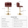 thumbnail image 6 of Swivel Bar Stools Set of 2, PU Leather Bar Stools with Back, 25"-33" Counter Height to Bar Height Adjustable Stool Chairs, for Kitchen Island Pub Dining Room (2Pcs,Burgundy Wine Red), 6 of 6