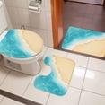 thumbnail image 4 of Aqua Blue Beach Bath Mat 3 Piece Bathroom Rug Set, Summer Seaside Ombre Non Slip Bath Rug Contour Mat and Toilet Lid Cover, Absorbent Shower Mats Soft Bath Rugs and Mats Sets, 4 of 8