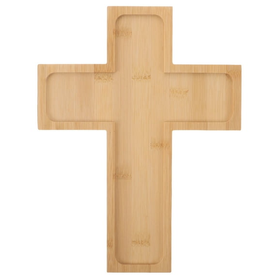 Uonlytech Christmas Cross Shaped Wood Serving Platter Light Brown Decorative Cheese Board